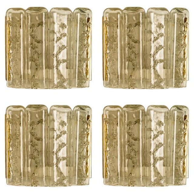 Structured Blown Glass and Brass Wall Sconces by Doria, 1960 For Sale - Image 12 of 12