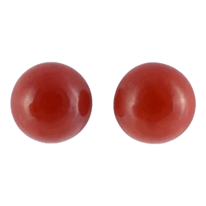 Early 21st Century Round Coral Stud Earrings - 2 Pieces