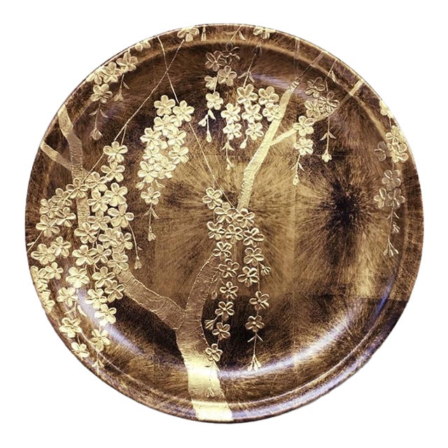 Made-to-Order Japanese Kanazawa Gold Leaf Decorative Plate – “Weeping Cherry Blossom” For Sale