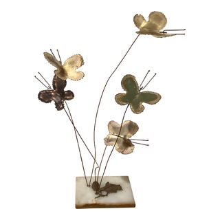 Mid Century Modern Curtis Jere Signed Brass Butterfly Sculpture Dated 1967 For Sale