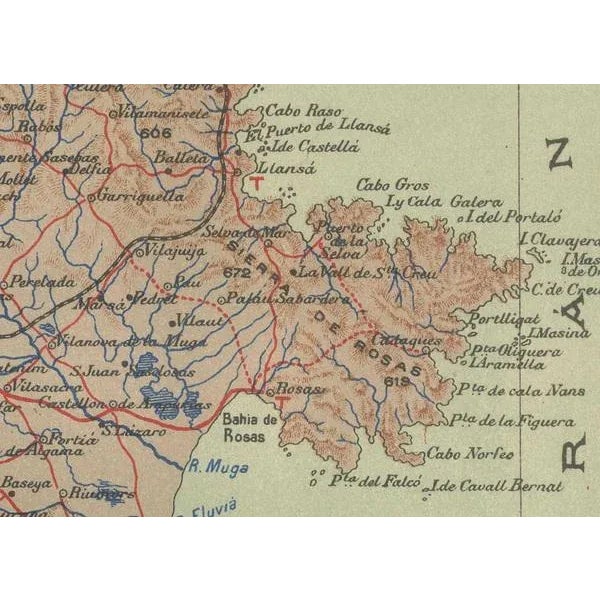 Geographic and Infrastructural Map of Catalonias Northern Province, 1901 For Sale - Image 3 of 6