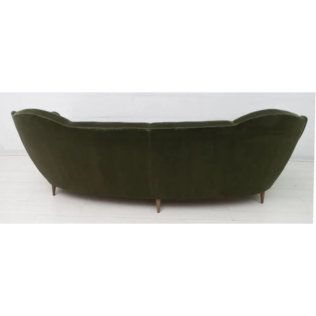 Mid-Century Italian Modern Curved Velvet Sofa, 1950s For Sale - Image 9 of 10