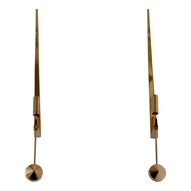 Swedish Brass Sconces by Pierre Forsell for Skultuna Pendeln, Set of 2 For Sale