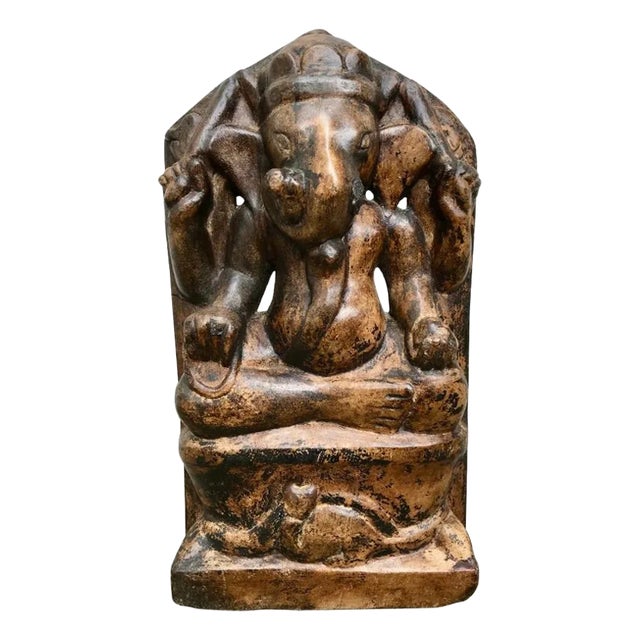 19th Century Indian Marble Carving of Ganesha, Remover of Obstacles For Sale