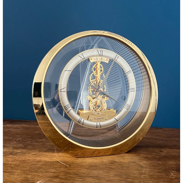 SEIKO Mantle Clock- MCM design, contemporary. Very decorative piece in excellent vintage condition. Made in Japan Stands...