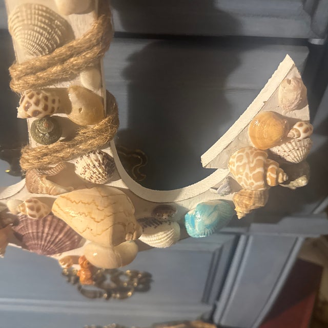 2010s Coastal Folk Art Seashell-Encrusted Anchor Wall Sculpture For Sale - Image 5 of 12