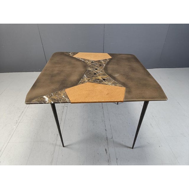 Hand Made Dining Table with Marble, 1990s For Sale - Image 3 of 12