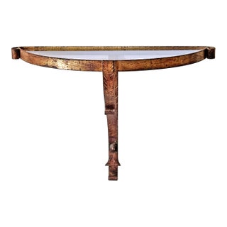 Italian Demilune Shelf - Vintage Gilt Wrought Iron For Sale
