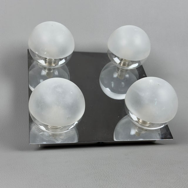 Ceiling Lamp in Chrome and Metal with Glass Bowls For Sale - Image 5 of 11