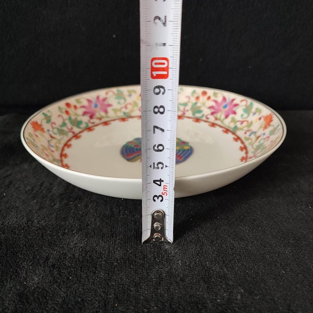 White Chinese Ceramic Plate,Qianlong Marked Famille Rose Porcelain Plate Hand Painted Peacock and Flowers Pattern For Sale - Image 8 of 11
