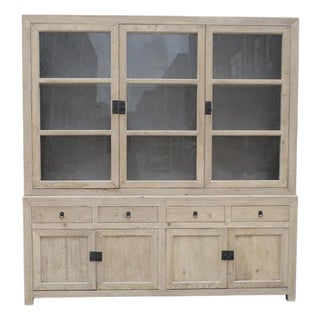 Glass Display Cabinet - Large Three-Door Hutch For Sale