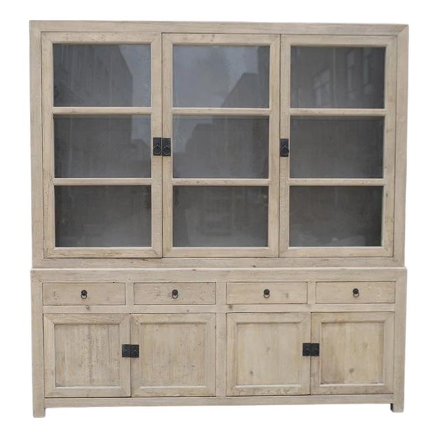 Glass Display Cabinet - Large Three-Door Hutch For Sale