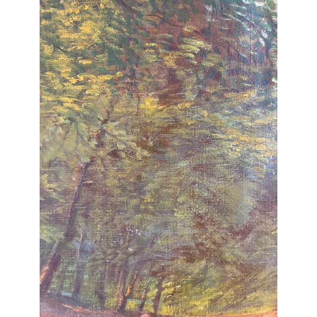 Vintage Original Oil Painting Forest Landscape For Sale - Image 11 of 14