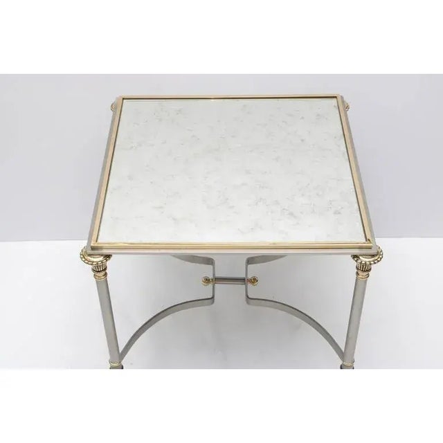 French Maison Jansen Style Side Table Mirrored Top For Sale - Image 3 of 9