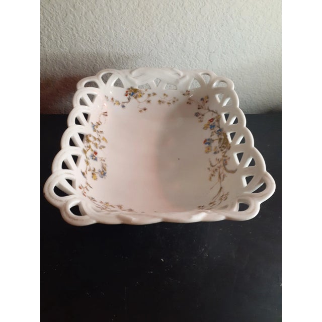 1950s Vintage Haviland Limoges France Rectangular Lattice Bowl For Sale - Image 5 of 7