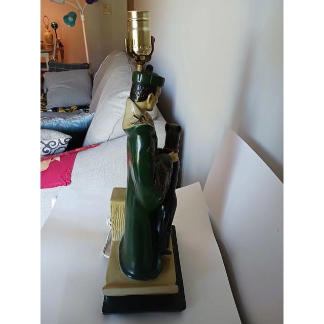 Ebony Vintage Mid 20th Century Stately Standing Black Panther Lamp Continental Art Co For Sale - Image 8 of 10