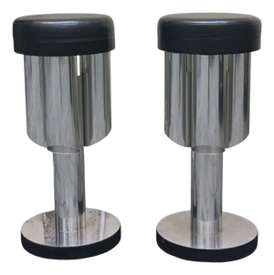 Chrome and Leather Bar Stools, Italy, 1970s, Set of 2