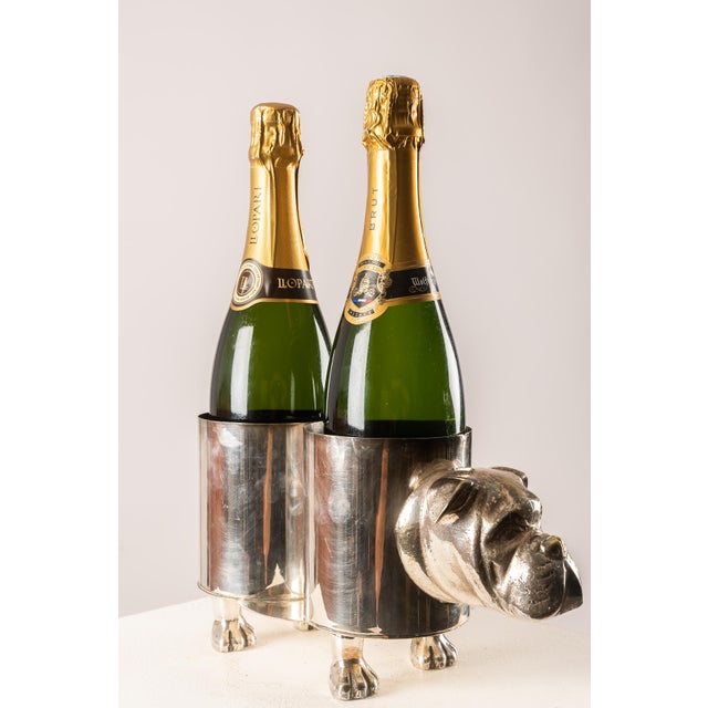 Bulldog Bottle Holder in Polished Metal, 1970s For Sale - Image 11 of 14