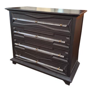 Gabby Home "Hazel" Postmodern Waxed Ebony 4-Drawer Chest For Sale