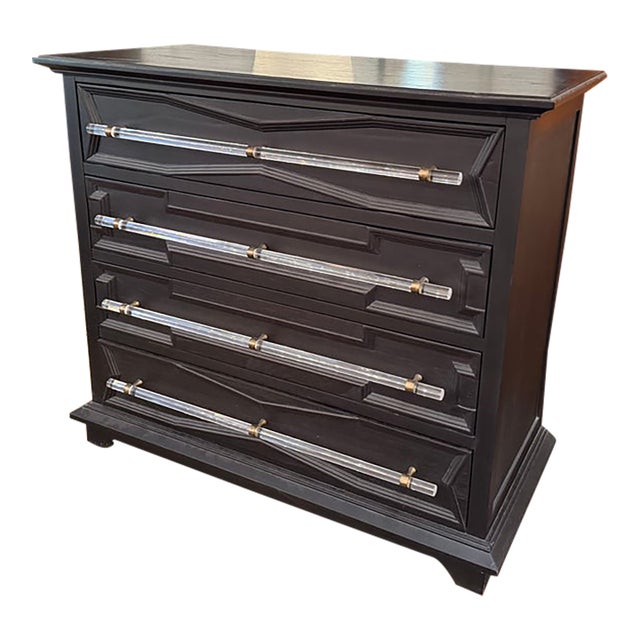 Gabby Home "Hazel" Postmodern Waxed Ebony 4-Drawer Chest For Sale