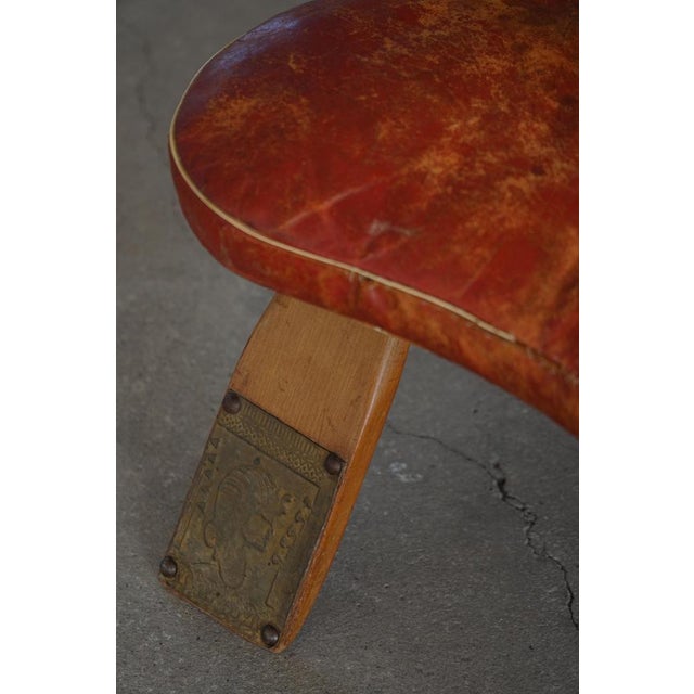 20th Century Dark Red Moroccan Camel Saddle Footstool, North Africa, 1940s For Sale - Image 17 of 18