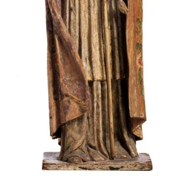 Holy Bishop sculpture 18th century Portuguese sculpture, from the 18th century. in upholstered, polychrome and gilded...