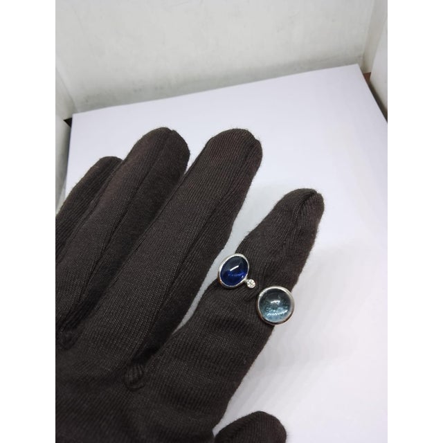 Modern Natural Blue Sapphire, Aquamarine & Diamond Ring in 14k Gold For Sale - Image 3 of 8