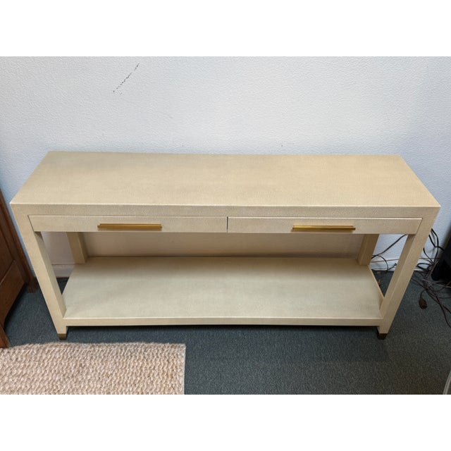 Restoration Hardware Restoration Hardware Graydon Shagreen Console Table For Sale - Image 4 of 12
