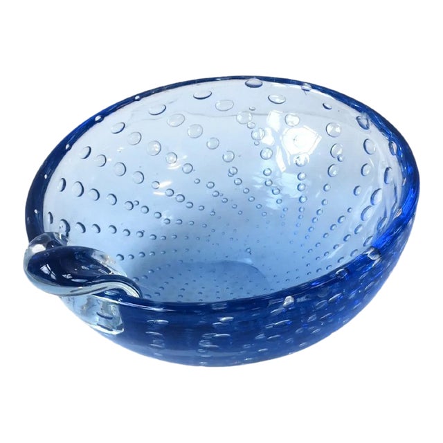 Italian Murano Blue Art Glass Bowl or Ashtray For Sale