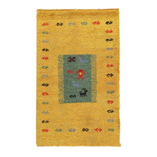 Pasargad DC Gold Hand Knotted Gabbeh Rug For Sale