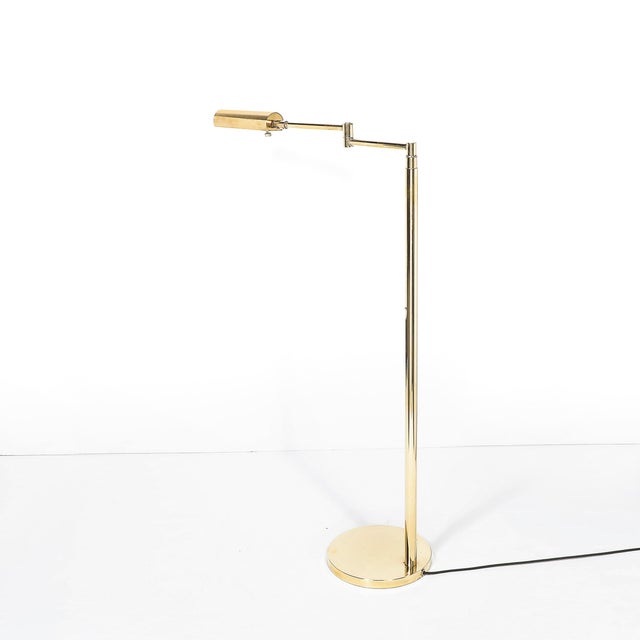 Mid-Century Modern Mid-Century Modernist Articulating Floor Lamp in Polished Brass For Sale - Image 3 of 12