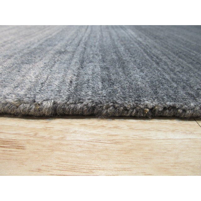 Contemporary 12x15 Charcoal Gray Modern Strie Hand-Knotted Wool and Viscose Rug For Sale - Image 3 of 5
