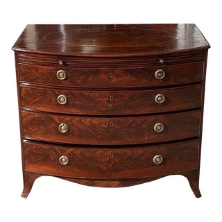 Antique George III Flame Mahogany Inlaid Commode For Sale