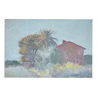 Sigfrido Oliva, Cottage, Oil Painting on Canvas, 1980s For Sale
