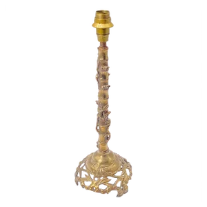 French Gold-Coloured Lamp in Brass and Faux Bamboo, 1940
