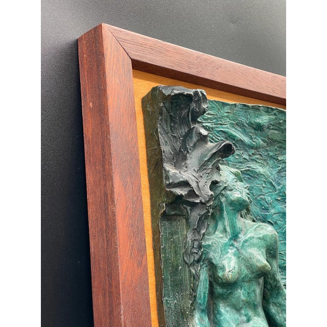 Artist Signed Bronze Wall Hanging Sculpture of Nude Woman on a Wooden Frame Circa 1990 For Sale In Phoenix - Image 6 of 11