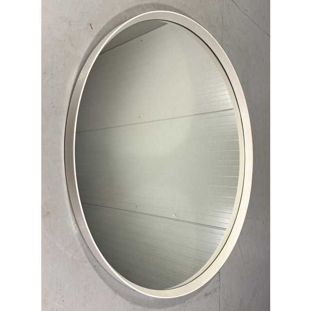 White Round Wooden Wall Mirror, 1970s For Sale - Image 10 of 18