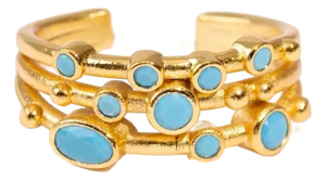 Mystic Waves Turquoise Gold Adjustable Ring, Size 8