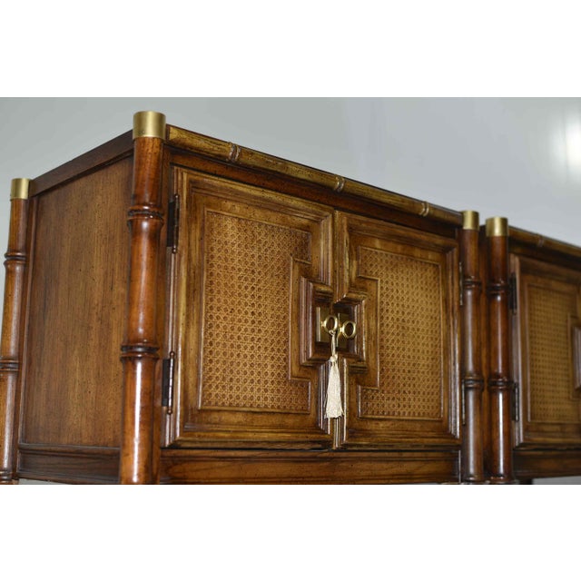 Stanley Furniture Paint to Order Mid Century Faux Bamboo Nightstands by Stanley Furniture - A Pair For Sale - Image 4 of 13