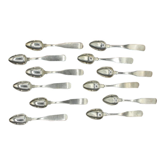 Set of 12 1816 Coin Silver Teaspoons by John Erwin For Sale