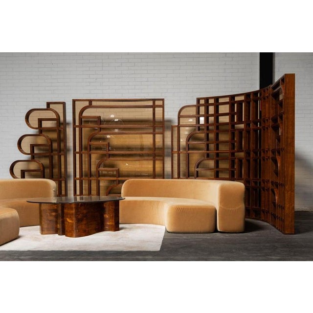 This monumental set of four custom-made room divider screens was designed by an interior architect for a private penthouse...