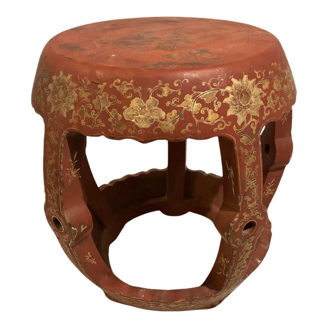 1950s Hand Painted Asian Garden Table / Side Table For Sale