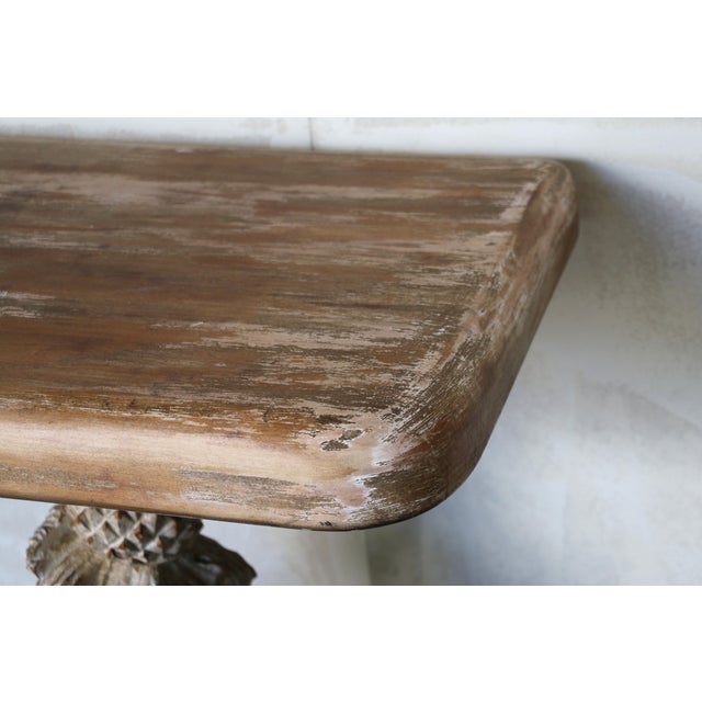 Vintage Carved Wood Console Table — Solid Wood Pedestal Base, Circa 1940s For Sale - Image 18 of 18