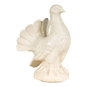 Petite Blanc de Chine Porcelain Fantail Pigeon Sculpture, Vintage