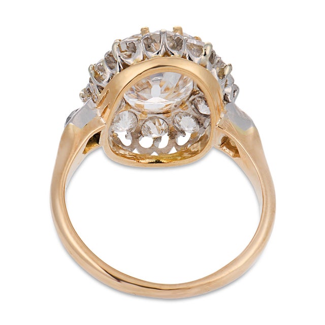 1910s Belle Époque French Gia 1.52 Carat Old Mine Cut Diamond 18k Gold Silver Ring, Size 3.5 For Sale In Los Angeles - Image 6 of 8