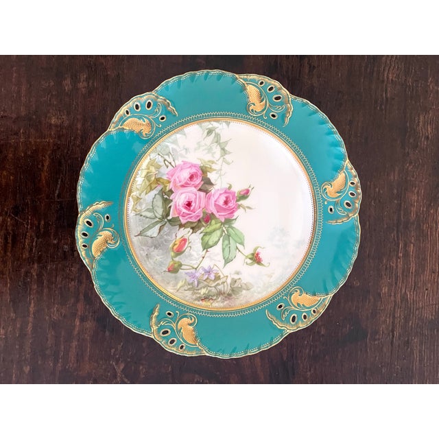 Antique Mintons for Tiffany & Co. Pierced Floral Cabinet 9" Plates - Set of 7 For Sale - Image 10 of 13
