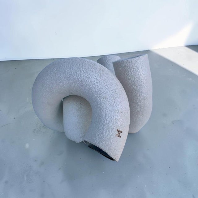 Vintage Italian textured ceramic abstract tube sculpture. This piece is very unusual, small in size, but a large statement...
