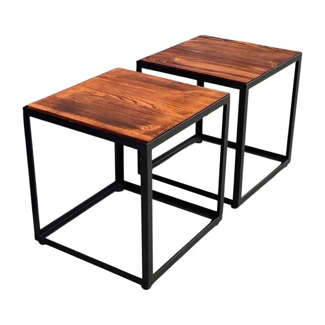This lovely pair of rosewood and metal cubes are very versatile, they can be used as stools, side tables, or coffee...