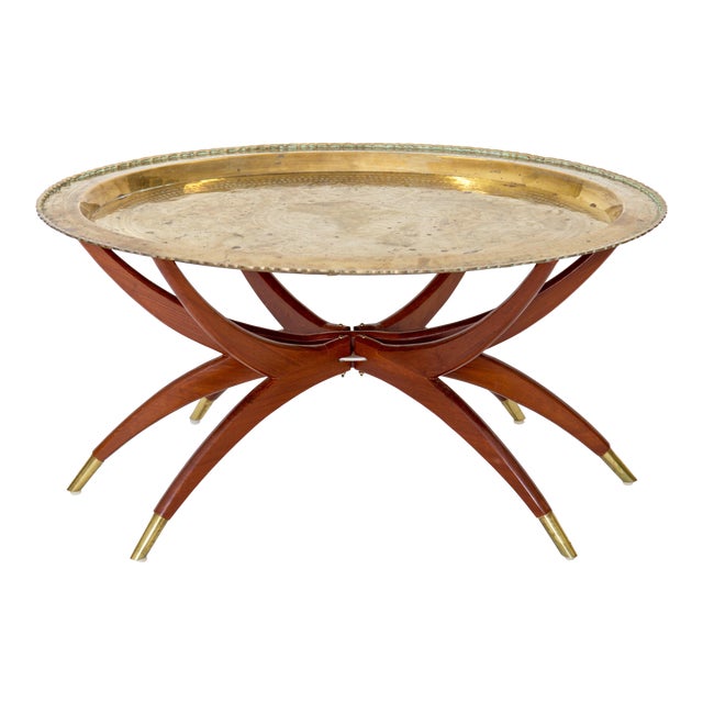 Moroccan Brass Tray Table on "Spider" Base | Chairish