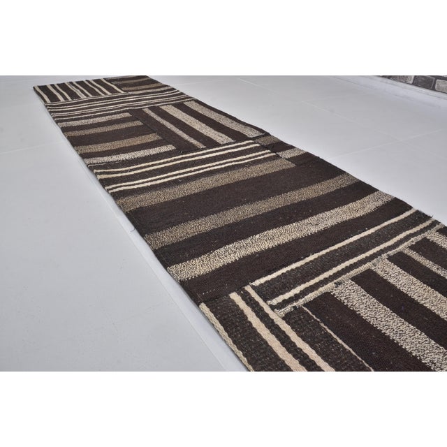 Turkish Black Vintage Anatolian Wool Kilim For Sale - Image 3 of 10